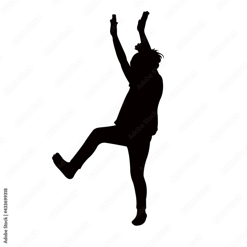 a girl jumping, silhouette vector