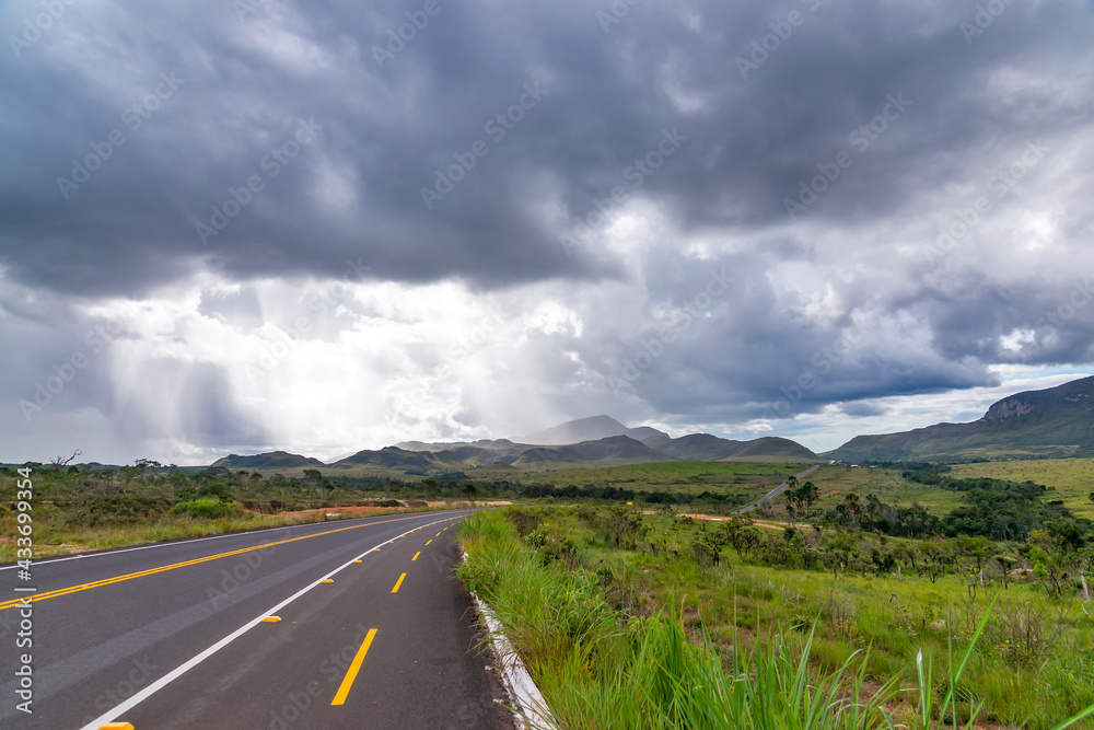 Road photographed in Chapada dos Veadeiros National Park, Goias. Cerrado Biome. Picture made in 2015.