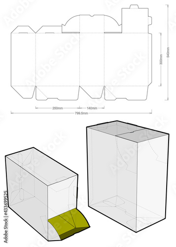Dispenser Box and Die-cut Pattern. The .eps file is full scale and fully functional. Prepared for real cardboard production.