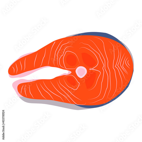 Vector illustration with orange trout steak. A piece of fish.