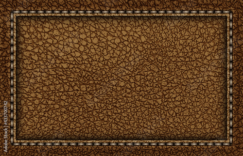 Brown leather poster with stitches on border