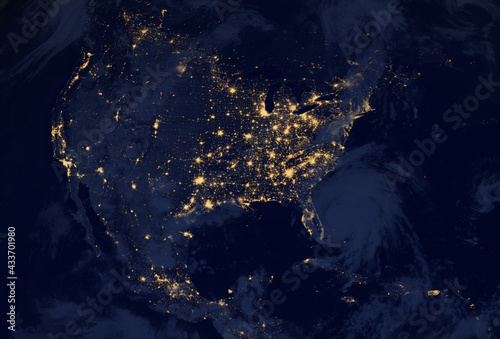 North America at night from space. some photo elements are furnished by NASA