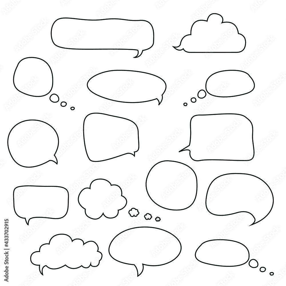 Collection of black and white speech bubbles and message dialog balloons vector Collection of black and white speech bubbles and message dialog balloons vector