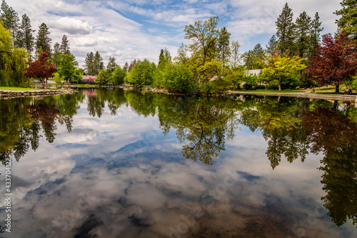 Mirror Pond At Manito Park. Spokane Washington. photo