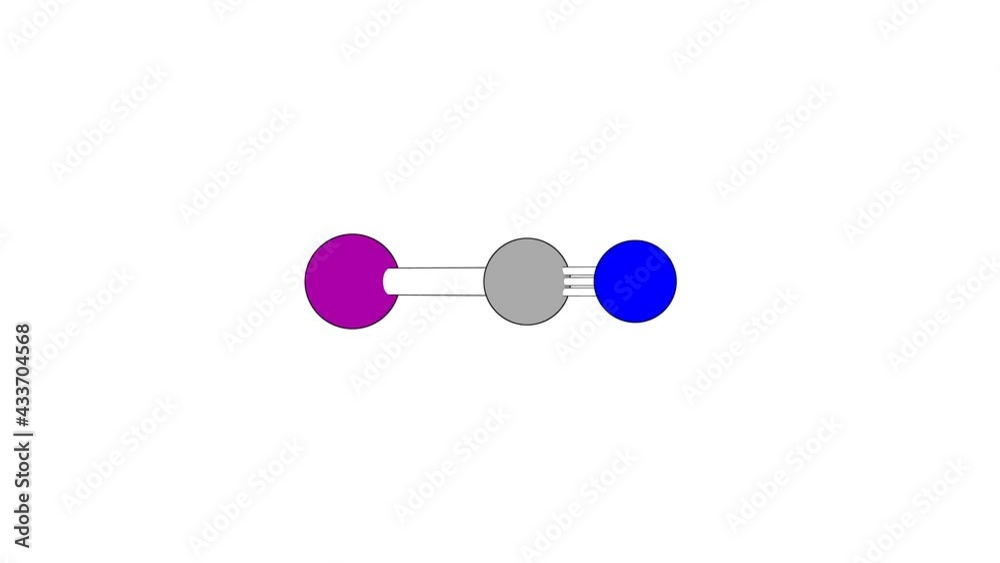 360º realistic 3D view of Cyanogen Iodide as a seamless loop over a white opaque background with alpha mask. Also called jodcyan and iodine cyanide (i(cn)). 360º realistic 3D view of Cyanogen Iodide as a seamless loop over a white opaque background with alpha mask. Also called jodcyan and iodine cyanide (i(cn)).