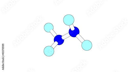 360º realistic 3D view of Tetrafluorohydrazine as a seamless loop over a white opaque background with alpha mask. Also called dinitrogen tetrafluoride and perfluorohydrazine. photo