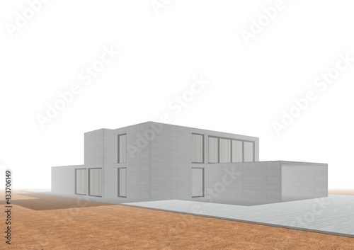 modern house architecture 3d illustration 