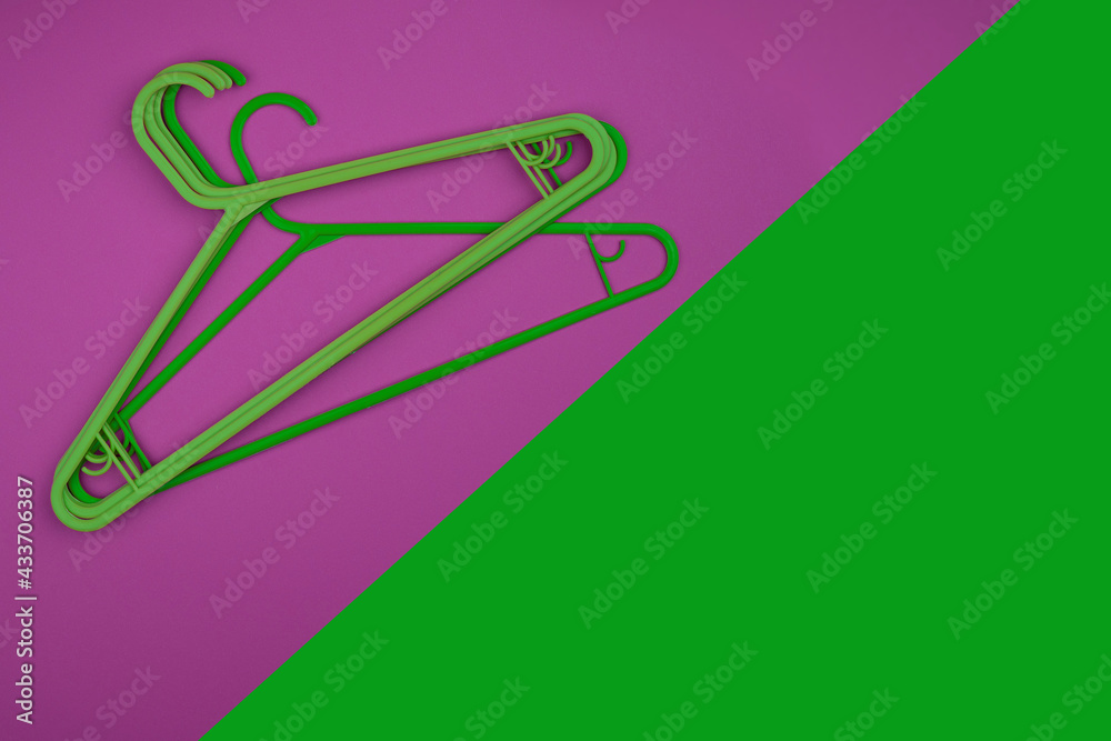 Empty clothes hanger, multicolored plastic coat hangers