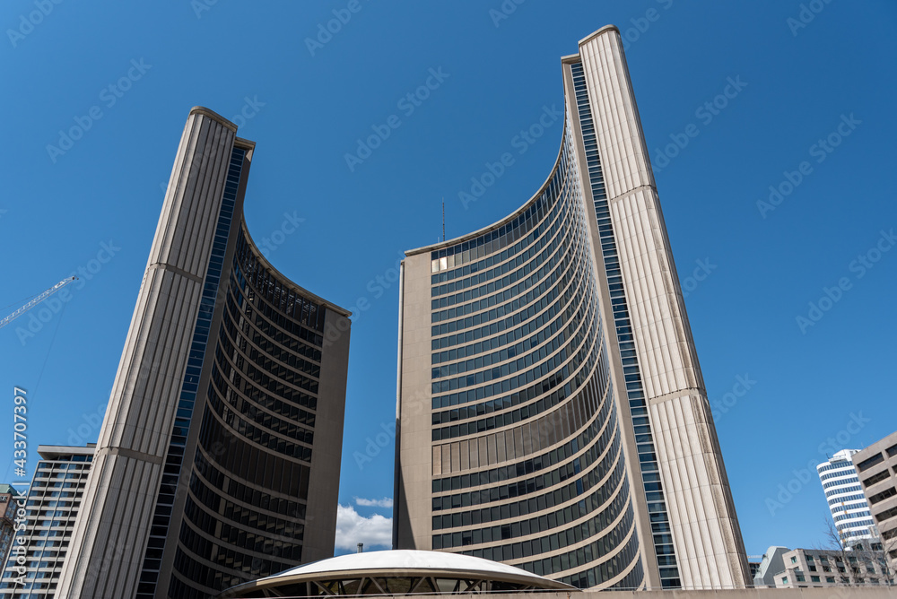 The modern architecture of the New City Hall in Toronto, Canada Stock ...