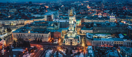 Orthodox Dormition Cathedral in snowy Kharkiv, Ukraine
