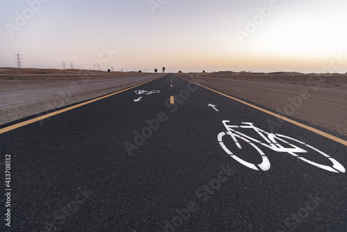 A view of the Cycling track in Dubai - UAE going across the Qudra Desert photo