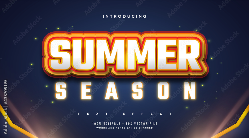 Summer Text with Orange Cartoon Style and Glowing Neon Effect. Editable Text Effect Summer Text with Orange Cartoon Style and Glowing Neon Effect. Editable Text Effect