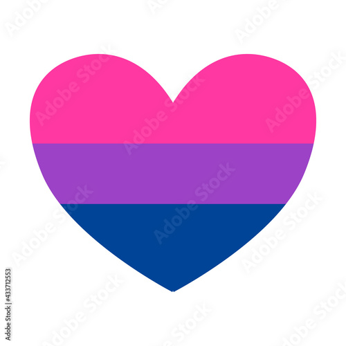 Vector flat bisexual pride flag heart isolated on background