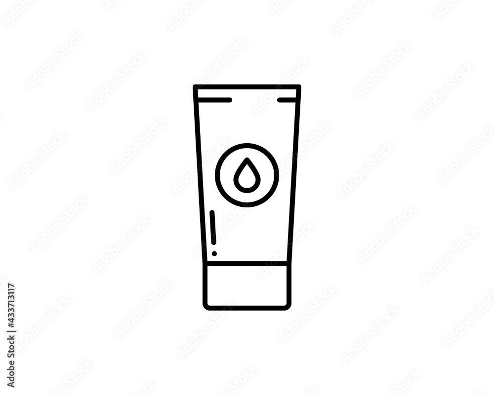 Line icon of facial cream. Moisturizer, lotion, balm. Make-up concept. For topics like beauty, skincare, cosmetic Line icon of facial cream. Moisturizer, lotion, balm. Make-up concept. For topics like beauty, skincare, cosmetic
