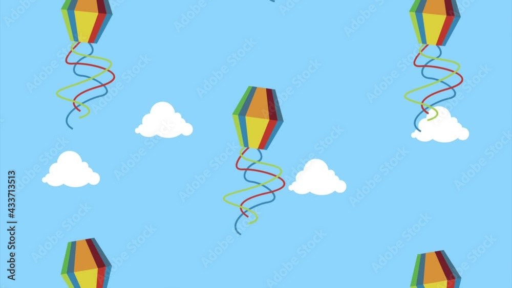 festa junina animation with kites flying in sky