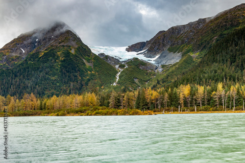 dramatic autumn landscape taken in Portage River and Portage Glacier near Anchorage.Alaska