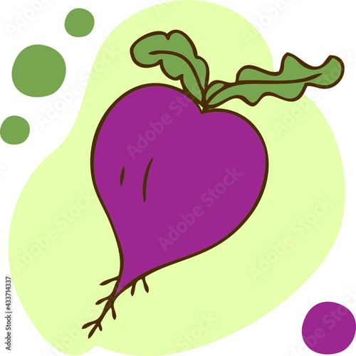 Simple doodle of beetroot. Cartoon style. Hand drawn vector illustration. Design for T-shirt, textile and prints.
