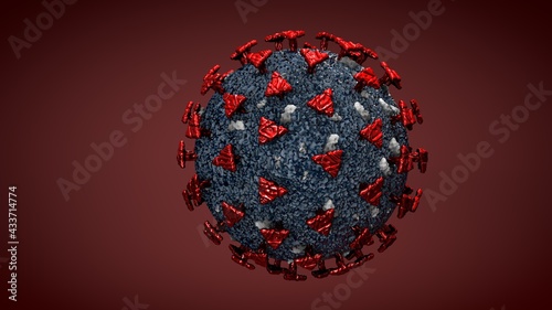 Modelo 3d de mol  culas de virus. Ilustraci  n tridimensional de neurona con textura y relieve. Fondo para presentaci  n de ciencia.