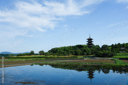 歴史的建造物と田園風景　岡山県総社市備中国分寺