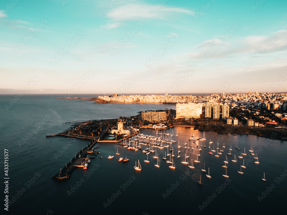 Puerto del Buceo, Montevideo, Uruguay. Aerial view of the city.
