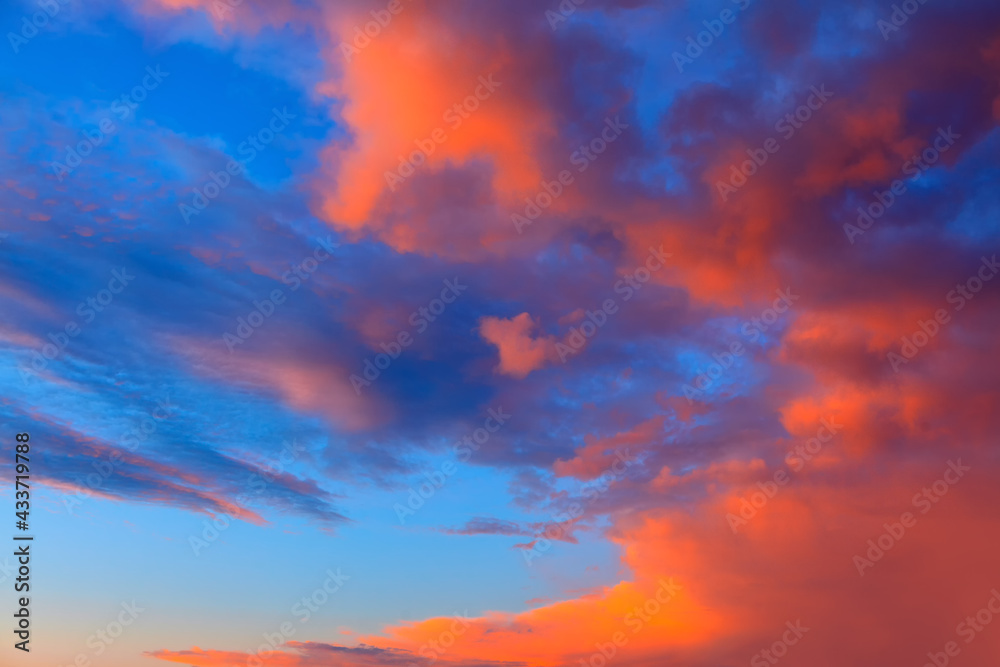 Colorful heaven in the evening . Multicolor clouds in the twilight