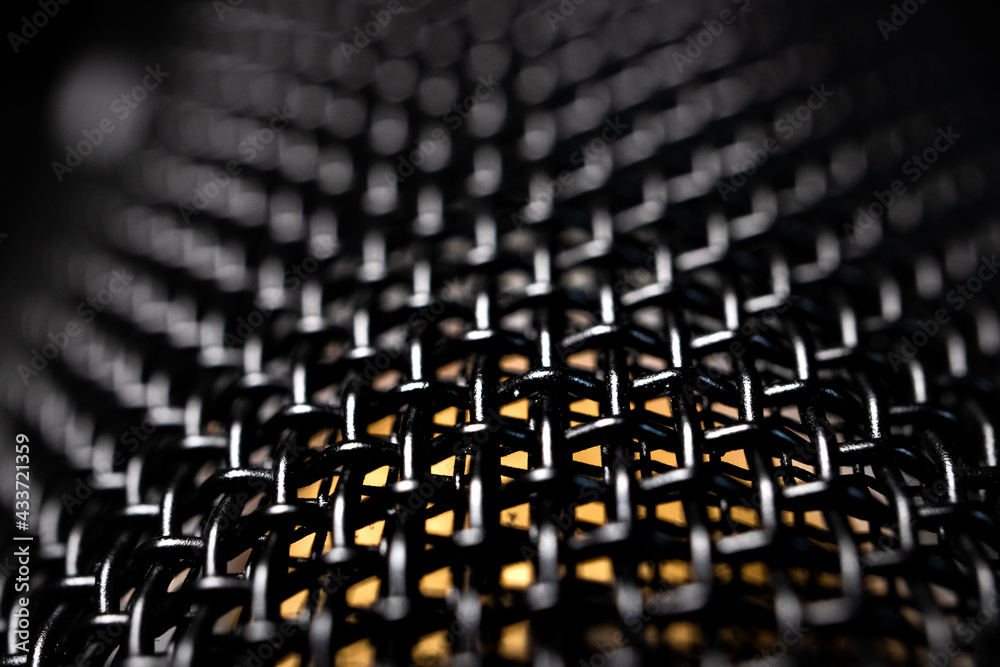 Obraz premium Abstract Macro Closeup of Large Diaphragm Condenser Microphone Grill Texture with Capsule