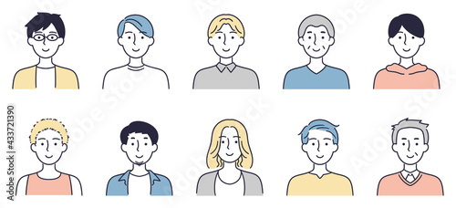 笑顔の男性セット　シンプルイラスト