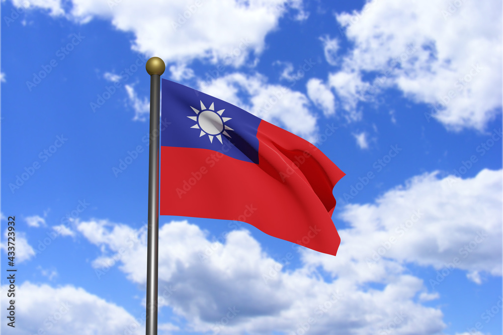 3D Rendered image. Flag of Taiwan waving in the wind. 3D Rendered image. Flag of Taiwan waving in the wind.