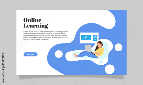 Online learning landing page. -  Vector.
