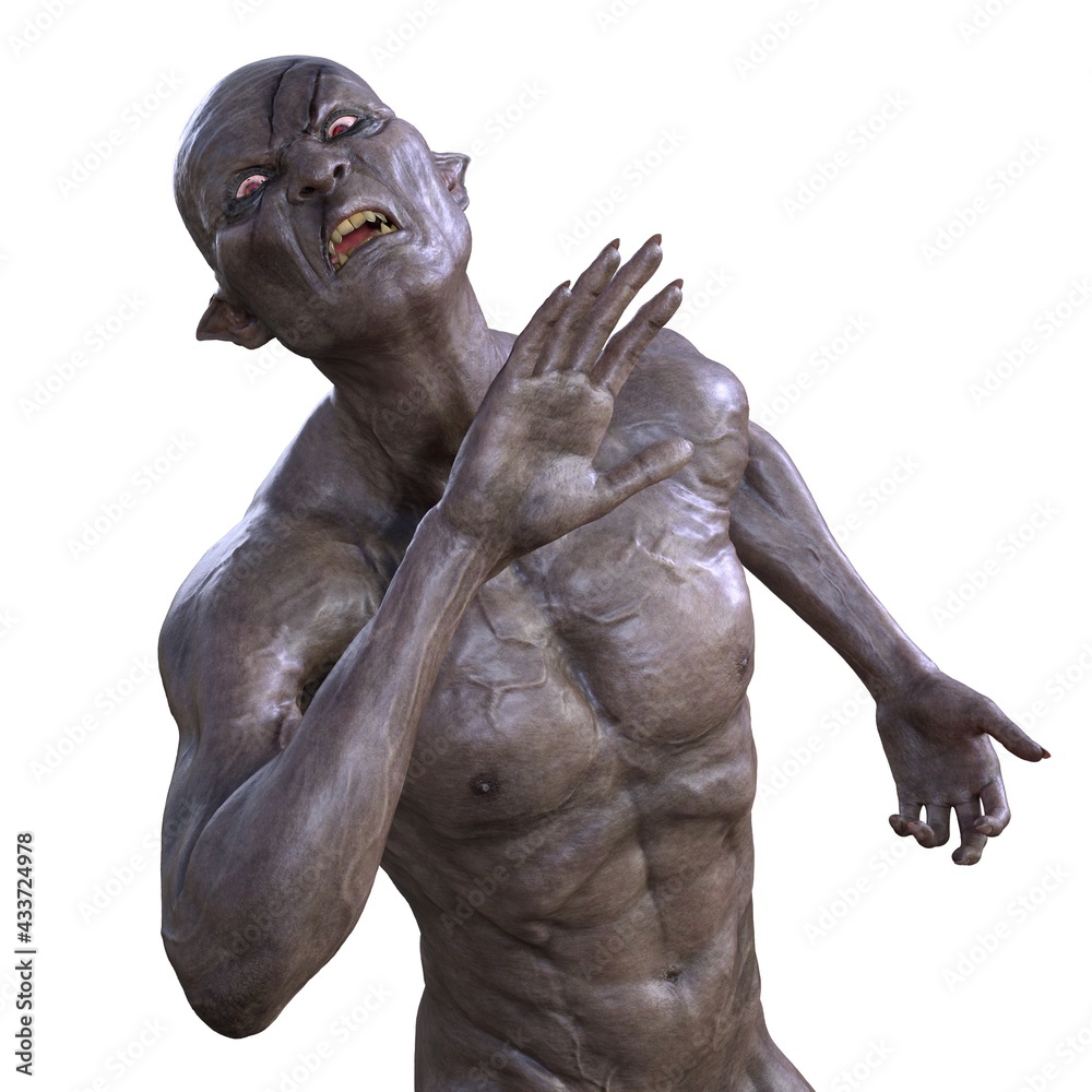 Zombie monster isolated on white background 3d illustration