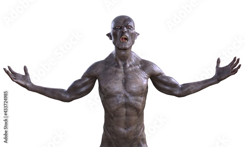 Zombie monster isolated on white background 3d illustration