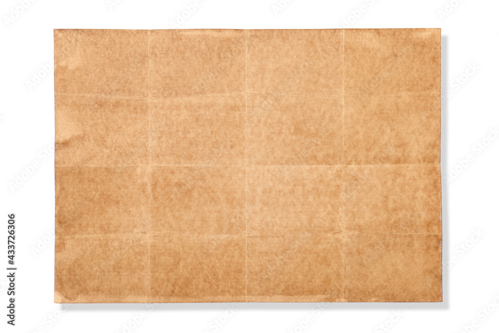 Old brown paper texture isolated on white , clipping path included,..