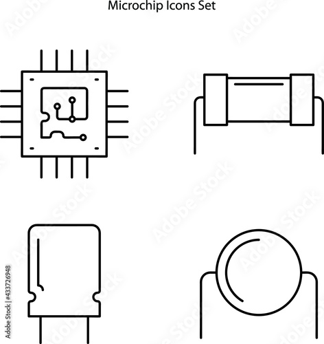 microchip icon isolated on white background from industrial process collection. microchip icon thin line outline linear microchip symbol for logo, web, app, UI. microchip icon simple sign.