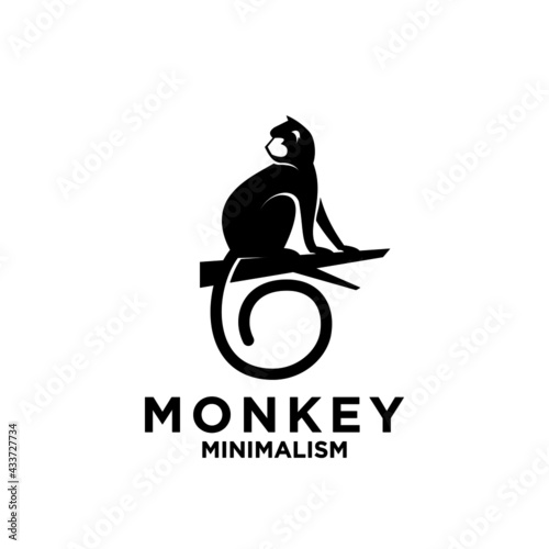 Photography premium minimalism monkey vector logo icon illustration design isolated backgrou
