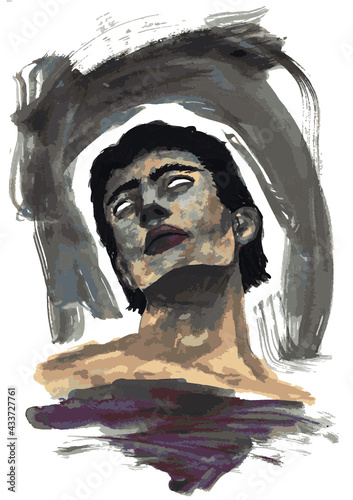 greek men pose alike in nanquim and watercolor then vector