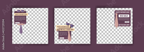 Happy Father's Day. Father's day big sale. Banner vector for social media ads, web ads, business messages, discount flyers and big sale banners.