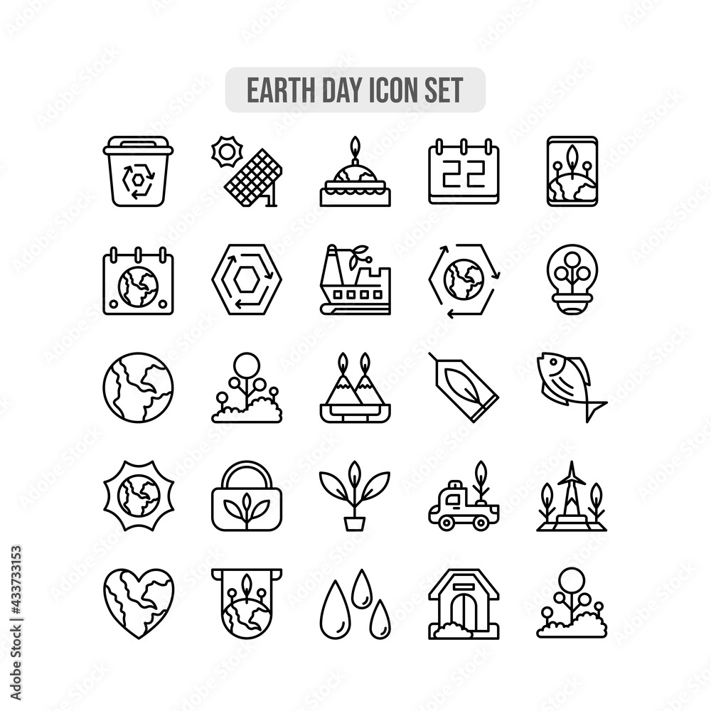 earth day icon set outline style earth day icon set outline style