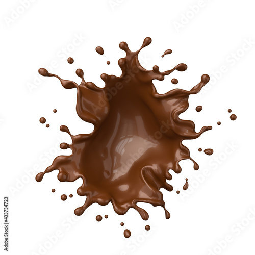dark chocolate splash, brown cream flowing, 3d illustration.