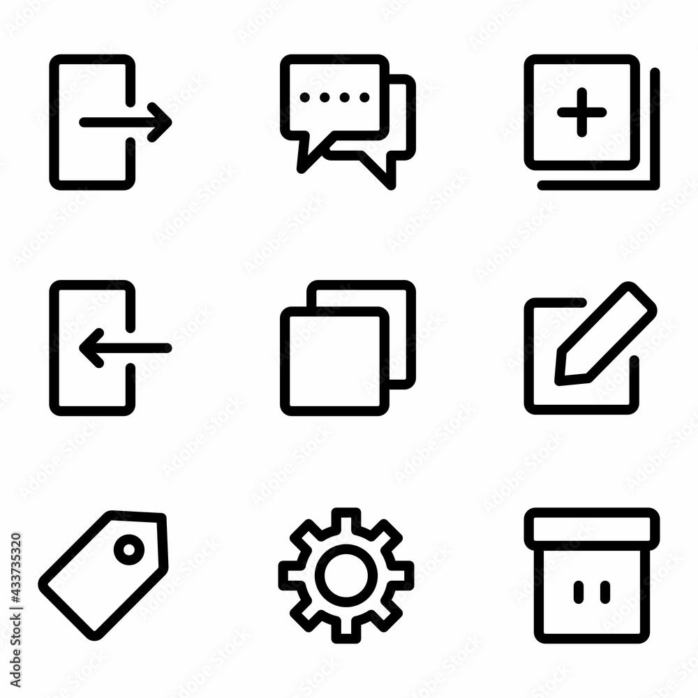 interface icon set with outline style for poster, template, and social media interface icon set with outline style for poster, template, and social media
