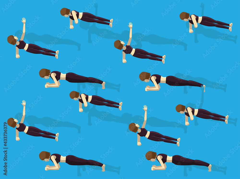 Fototapeta premium Plank Workout Exercise Manga Cartoon Vector Seamless Wallpaper 1