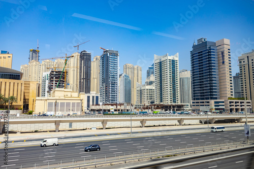 Sheikh Zayed Road on sunny day. Dubai  UAE