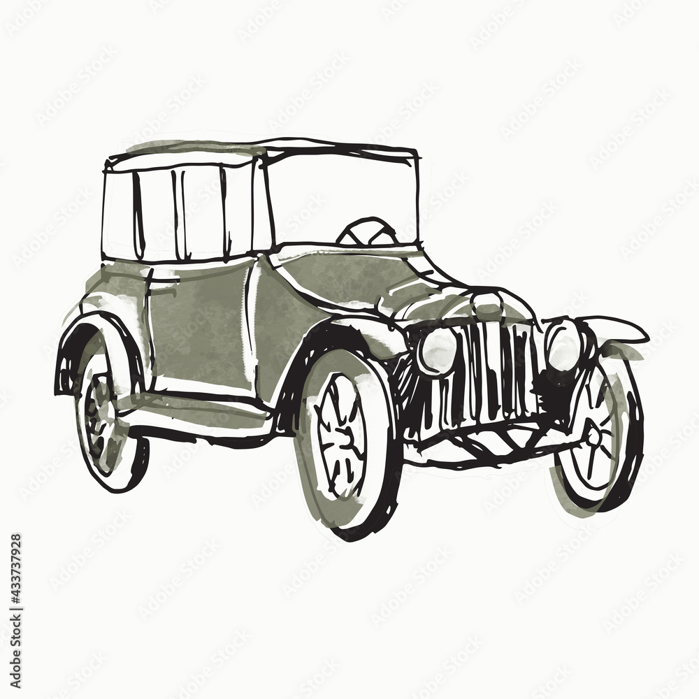 old style car illustration