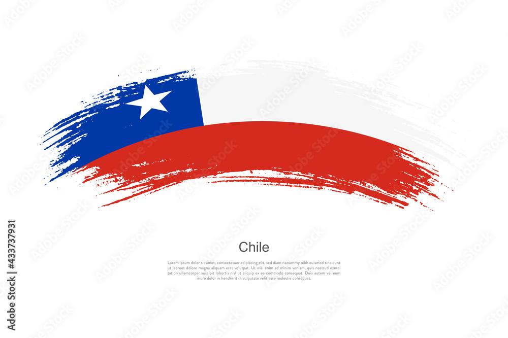 Fototapeta Krzywa styl pędzlem malowane grunge flaga kraju Chile w artystycznym stylu