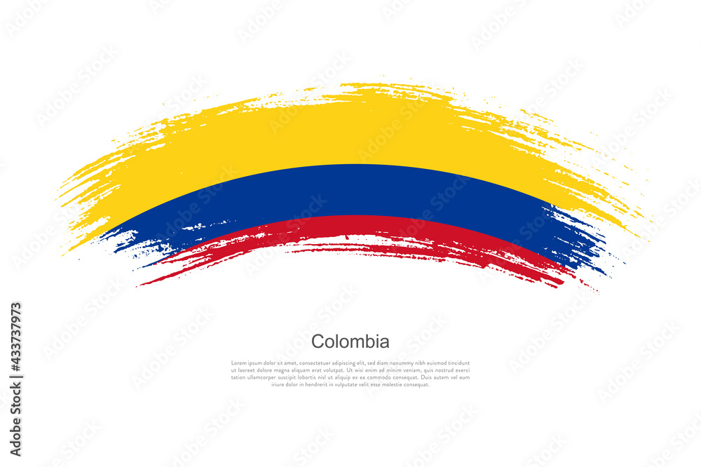 Curve style brush painted grunge flag of Colombia country in artistic style