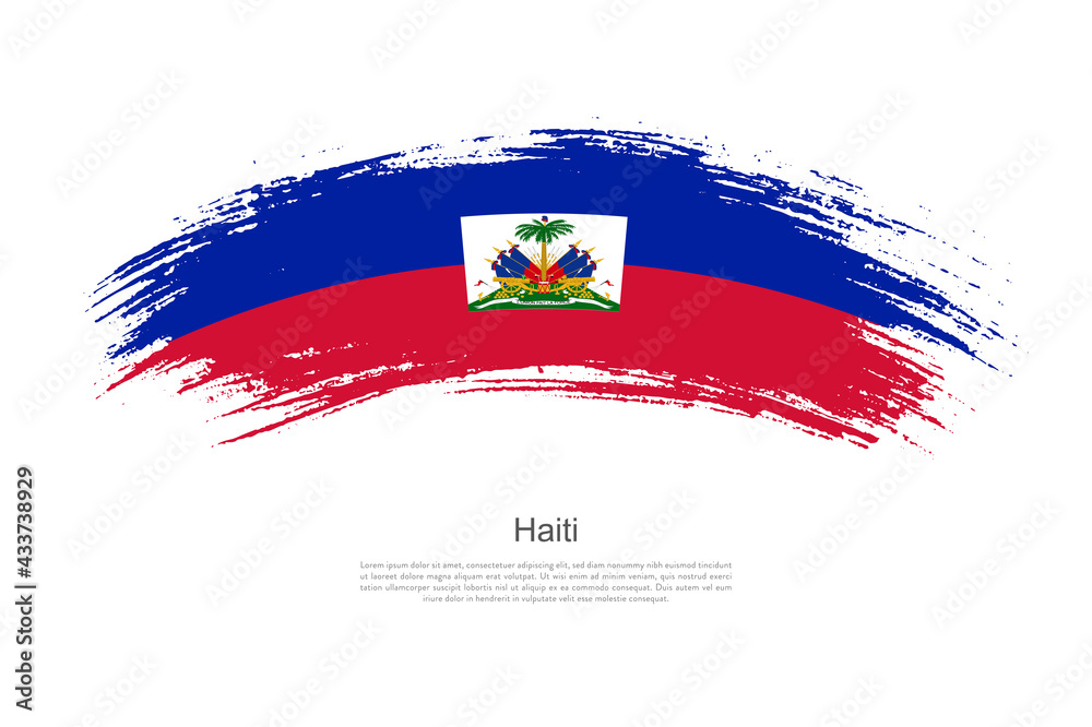 Curve style brush painted grunge flag of Haiti country in artistic style Curve style brush painted grunge flag of Haiti country in artistic style