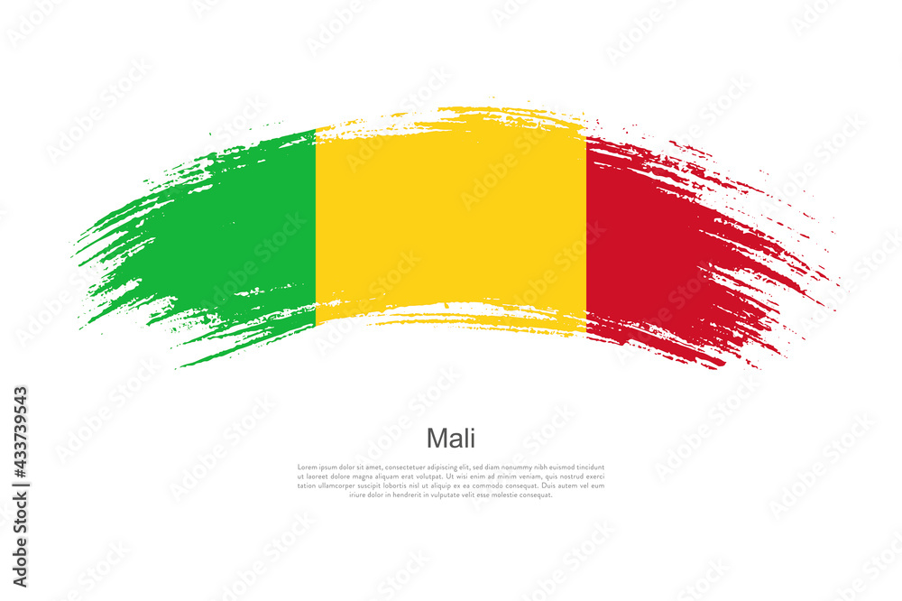 Obraz premium Curve style brush painted grunge flag of Mali country in artistic style