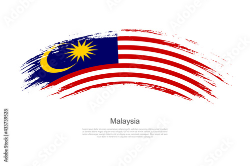 Curve style brush painted grunge flag of Malaysia country in artistic style