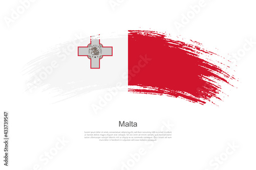Curve style brush painted grunge flag of Malta country in artistic style