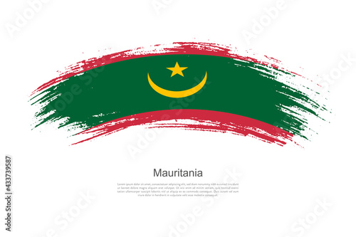 Curve style brush painted grunge flag of Mauritania country in artistic style