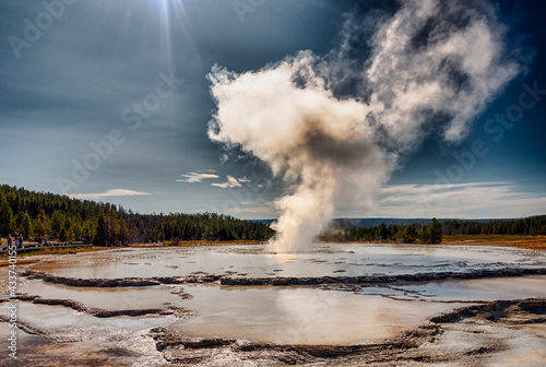 Fotografie, Tablou Eruption of Old Faithful geyser at Yellowstone Nationl park